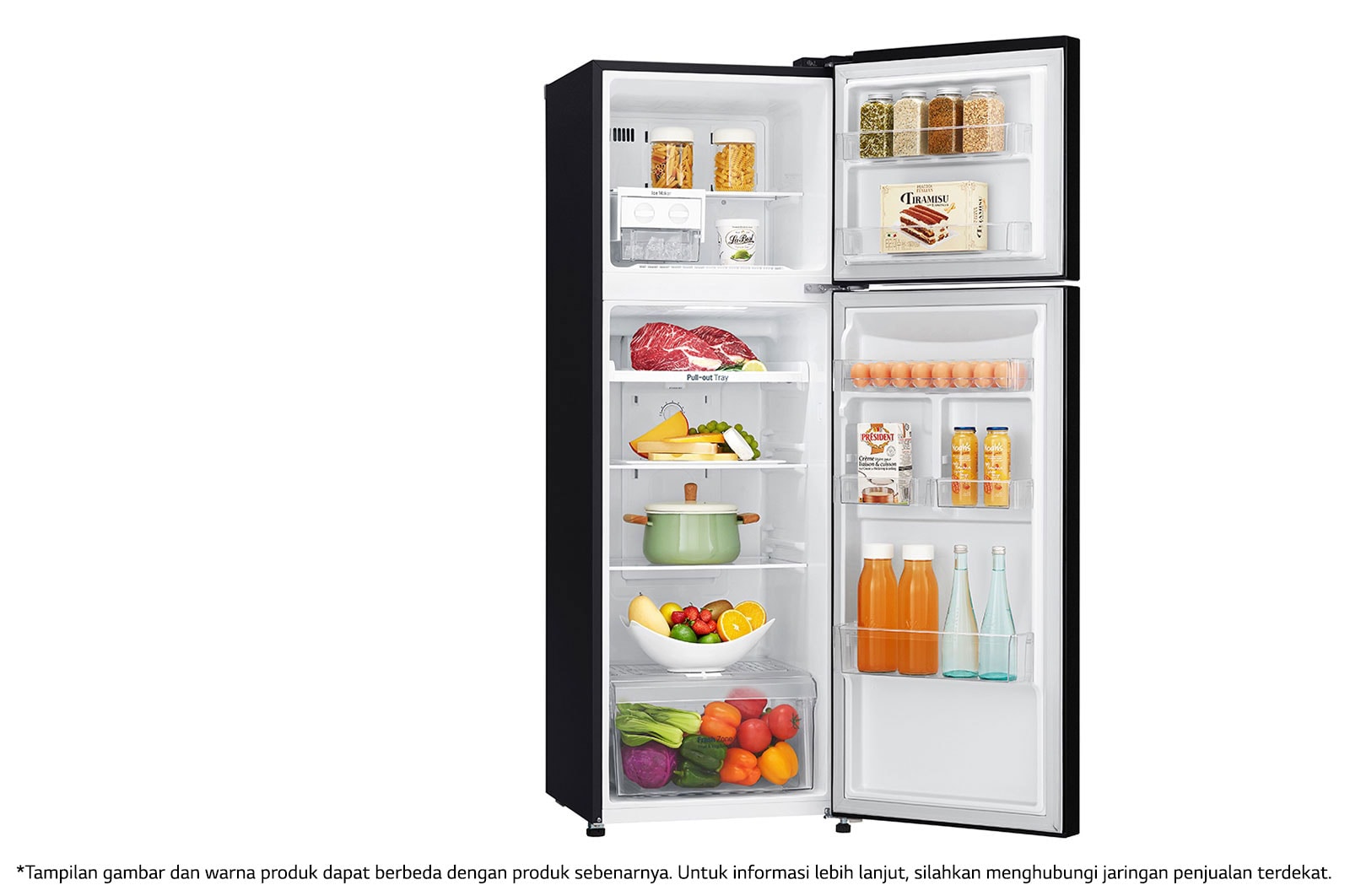 LG Kulkas 2 Pintu 272L gross/ 254L nett Inverter Smart Compressor dengan Door Cooling+™ dan Moving Ice Maker - Black Steel, GN-G272SXCB