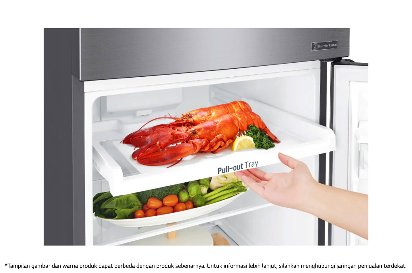 LG Kulkas 2 Pintu 333L gross / 312L nett Inverter Smart Compressor dan Door Cooling+™ - Platinum, GN-G372SLCB