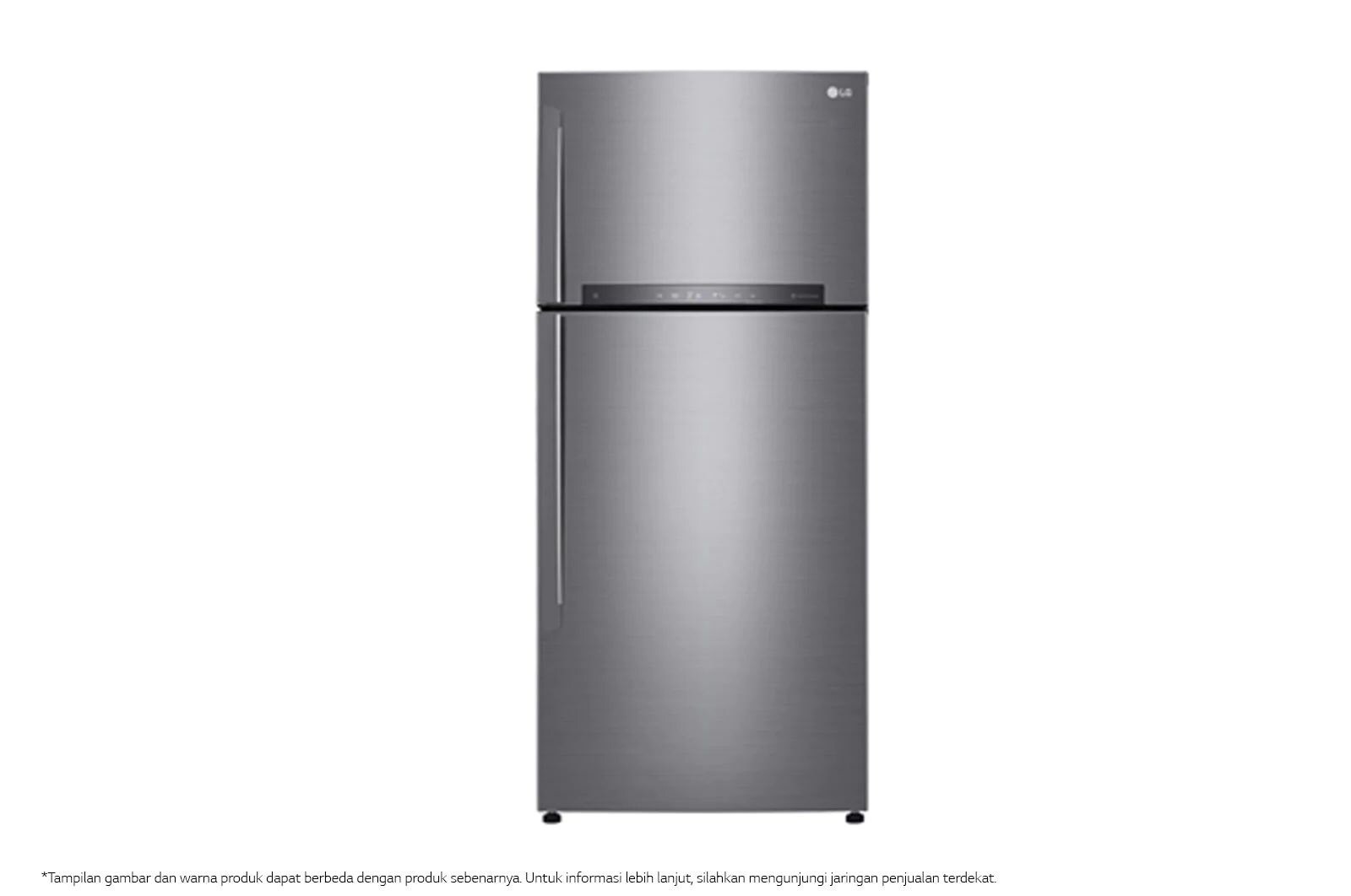 Front view of Kulkas 2 Pintu 437L gross/410L nett Smart Inverter Compressor dengan Door Cooling&#43;™ dan Hygiene Fresh&#43;™, ThinQ™ dengan WiFi - Platinum Silver GN-H452HLHL