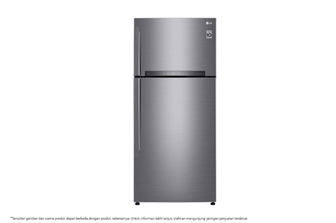 LG Kulkas 2 Pintu 437L gross/410L nett Inverter Linear Compressor dengan Door Cooling+™ dan Hygiene Fresh+™, ThinQ™ dengan WiFi - Platinum Silver, GN-H452HLHN