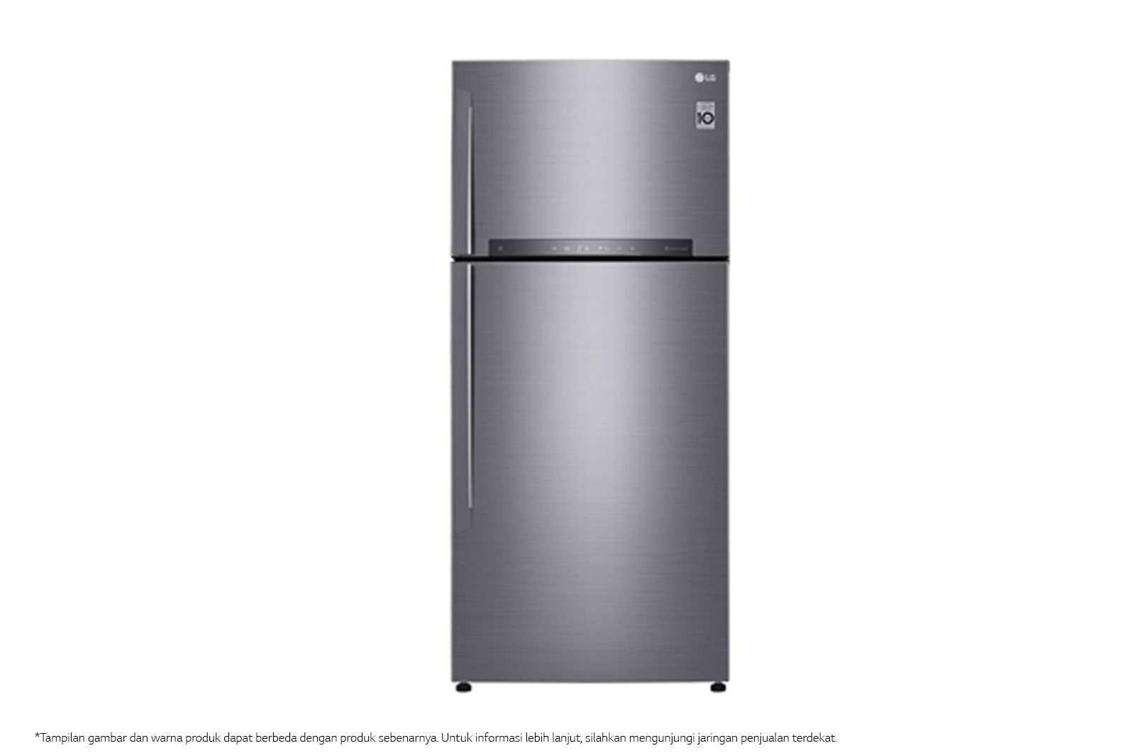 Kulkas 2 Pintu 437L gross/410L nett Inverter Linear Compressor dengan Door Cooling&#43;™ dan Hygiene Fresh&#43;™, ThinQ™ dengan WiFi - Platinum Silver GN-H452HLHN tampak depan