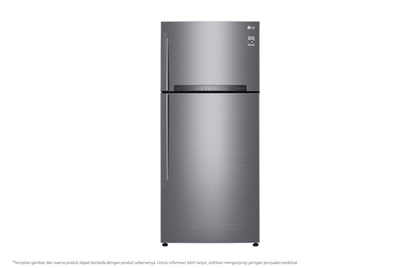 LG Kulkas 2 Pintu 437L gross/410L nett Inverter Linear Compressor dengan Door Cooling+™ dan Hygiene Fresh+™, ThinQ™ dengan WiFi - Platinum Silver, GN-H452HLHN