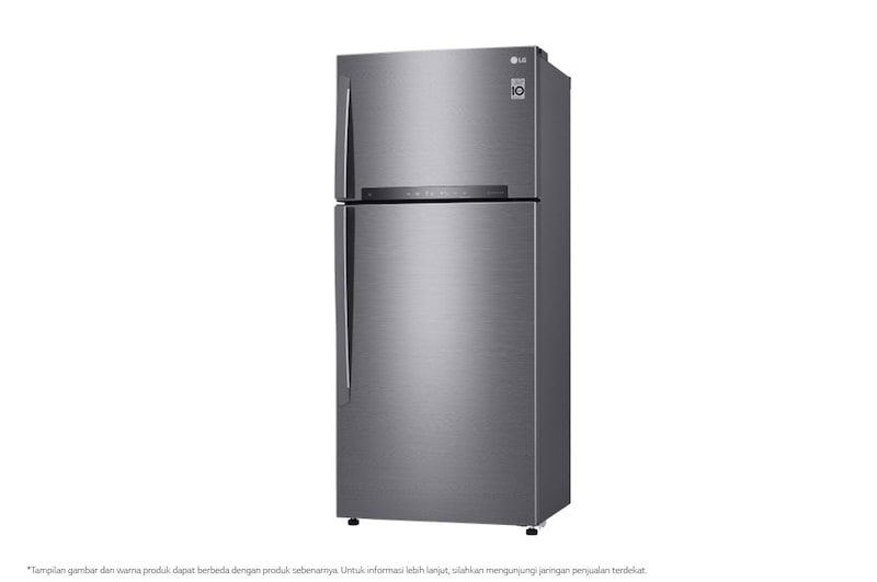 LG Kulkas 2 Pintu 437L gross/410L nett Inverter Linear Compressor dengan Door Cooling+™ dan Hygiene Fresh+™, ThinQ™ dengan WiFi - Platinum Silver, GN-H452HLHN