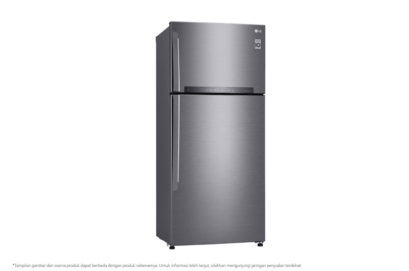 LG Kulkas 2 Pintu 437L gross/410L nett Inverter Linear Compressor dengan Door Cooling+™ dan Hygiene Fresh+™, ThinQ™ dengan WiFi - Platinum Silver, GN-H452HLHN
