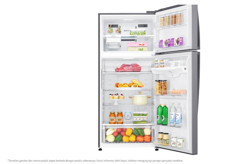 LG Kulkas 2 Pintu 437L gross/410L nett Inverter Linear Compressor dengan Door Cooling+™ dan Hygiene Fresh+™, ThinQ™ dengan WiFi - Platinum Silver, GN-H452HLHN