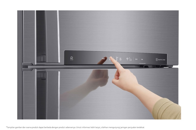 LG Kulkas 2 Pintu 437L gross/410L nett Inverter Linear Compressor dengan Door Cooling+™ dan Hygiene Fresh+™, ThinQ™ dengan WiFi - Platinum Silver, GN-H452HLHN
