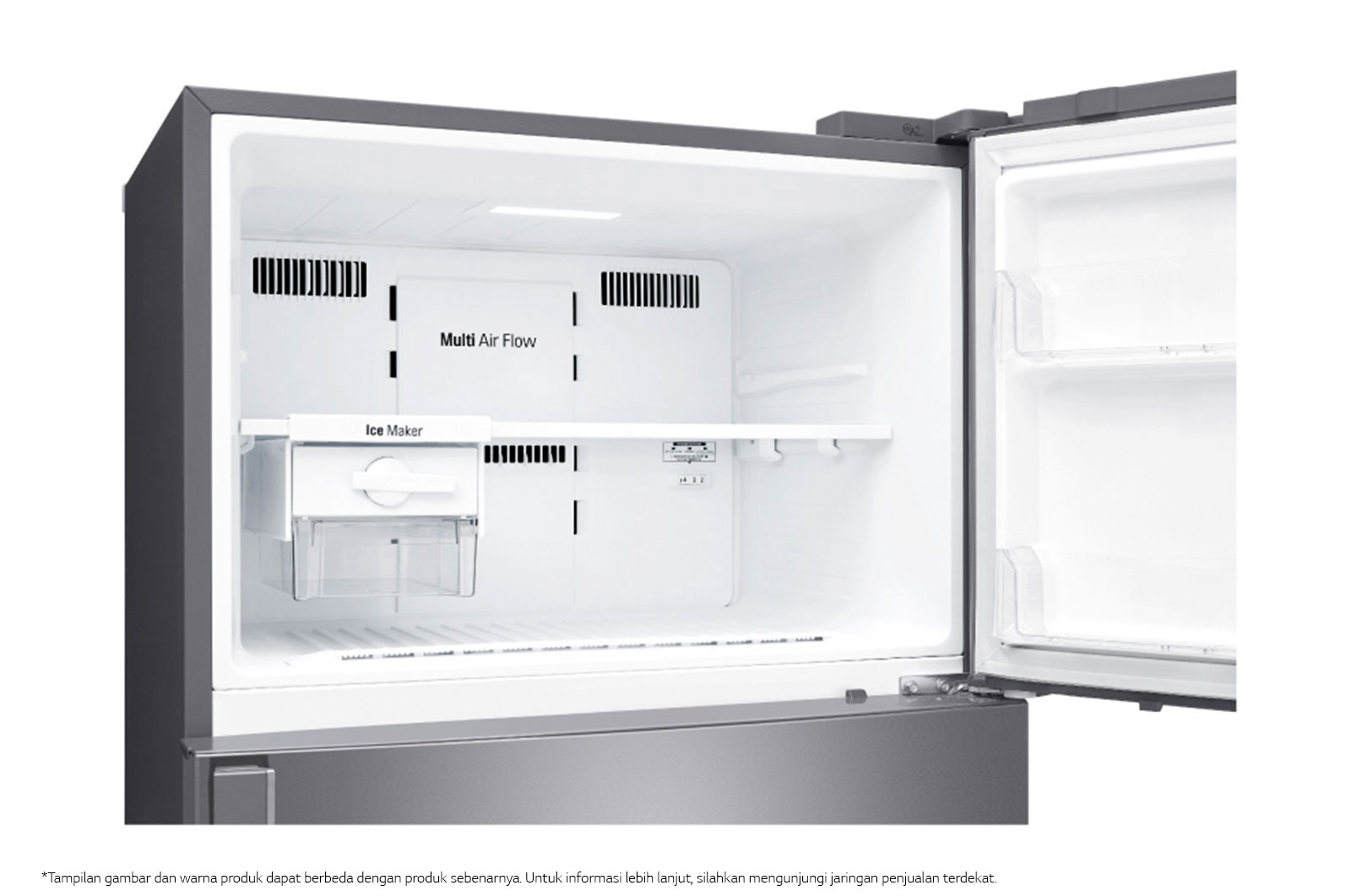 LG Kulkas 2 Pintu 437L gross/410L nett Inverter Linear Compressor dengan Door Cooling+™ dan Hygiene Fresh+™, ThinQ™ dengan WiFi - Platinum Silver, GN-H452HLHN
