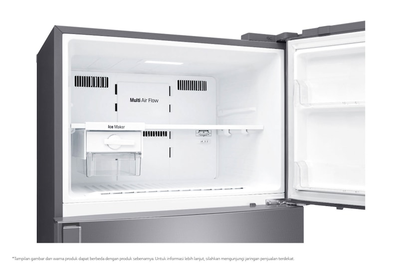 LG Kulkas 2 Pintu 437L gross/410L nett Inverter Linear Compressor dengan Door Cooling+™ dan Hygiene Fresh+™, ThinQ™ dengan WiFi - Black Steel, GN-H452HXHN