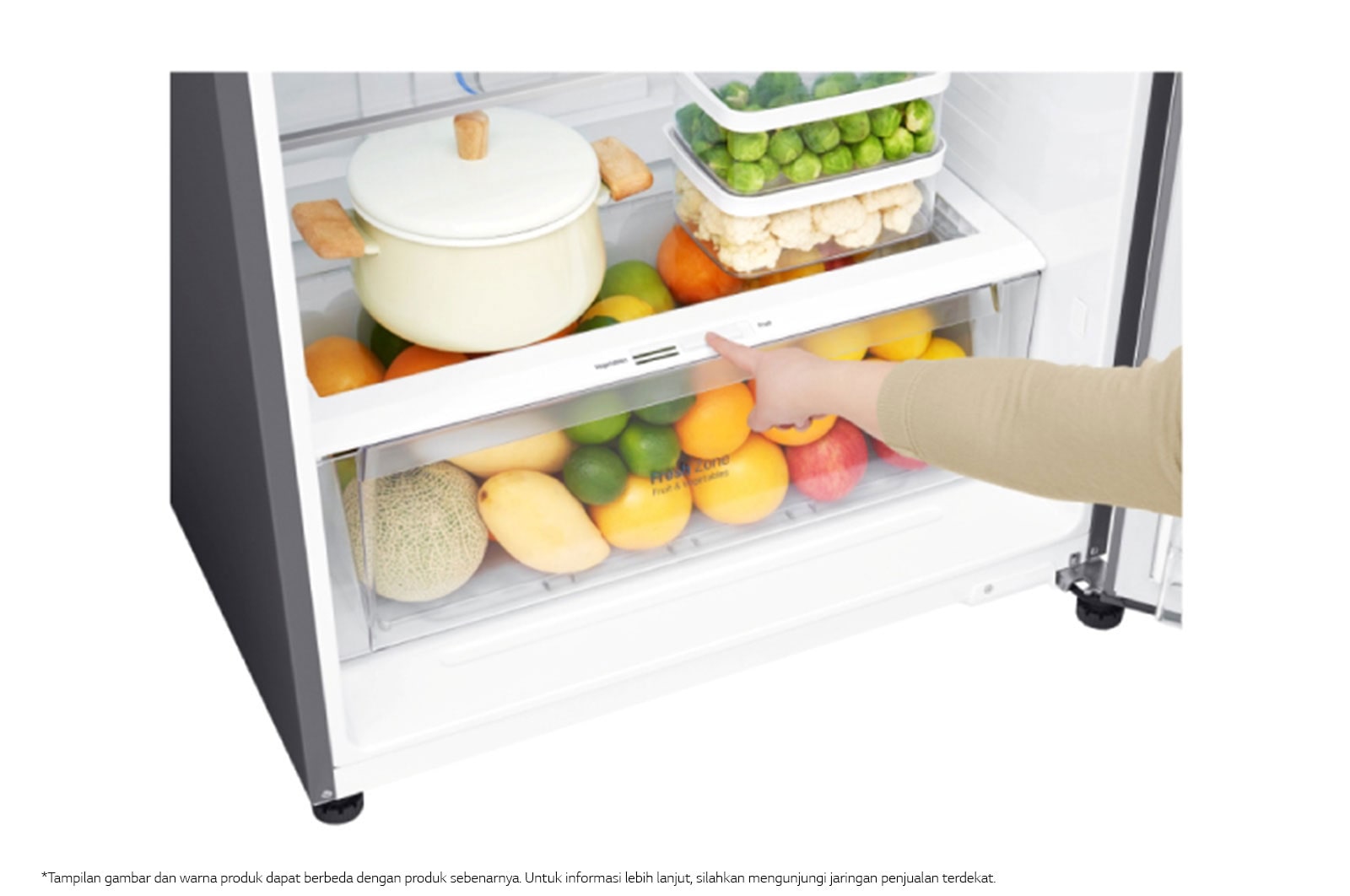 LG Kulkas 2 Pintu 437L gross/410L nett Inverter Linear Compressor dengan Door Cooling+™ dan Hygiene Fresh+™, ThinQ™ dengan WiFi - Platinum Silver, GN-H452HLHN