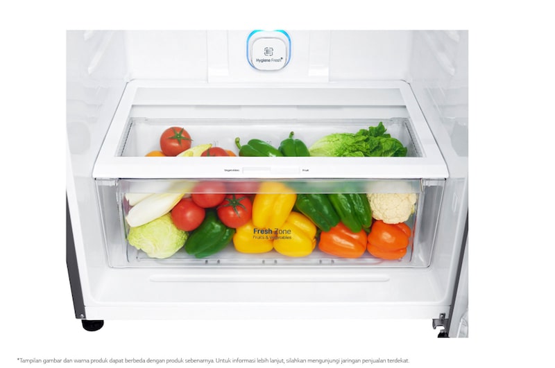LG Kulkas 2 Pintu 437L gross/410L nett Inverter Linear Compressor dengan Door Cooling+™ dan Hygiene Fresh+™, ThinQ™ dengan WiFi - Black Steel, GN-H452HXHN