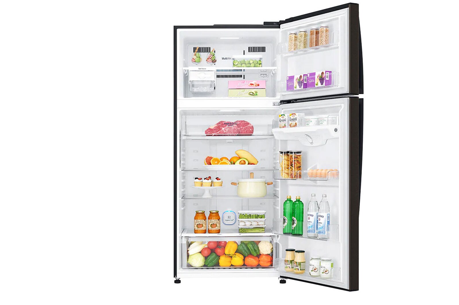 LG Kulkas 2 Pintu 516L gross / 475L nett Smart Inverter Compressor dan Layar LED sentuh, ThinQ™ dengan WiFi – Black Steel, GN-H602HXHL