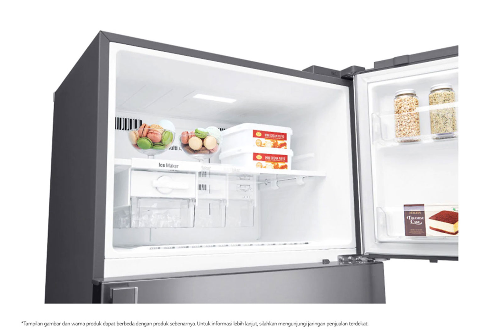 LG Kulkas 2 Pintu 516L gross / 475L nett Smart Inverter Compressor dan Layar LED sentuh, ThinQ™ dengan WiFi – Black Steel, GN-H602HXHL
