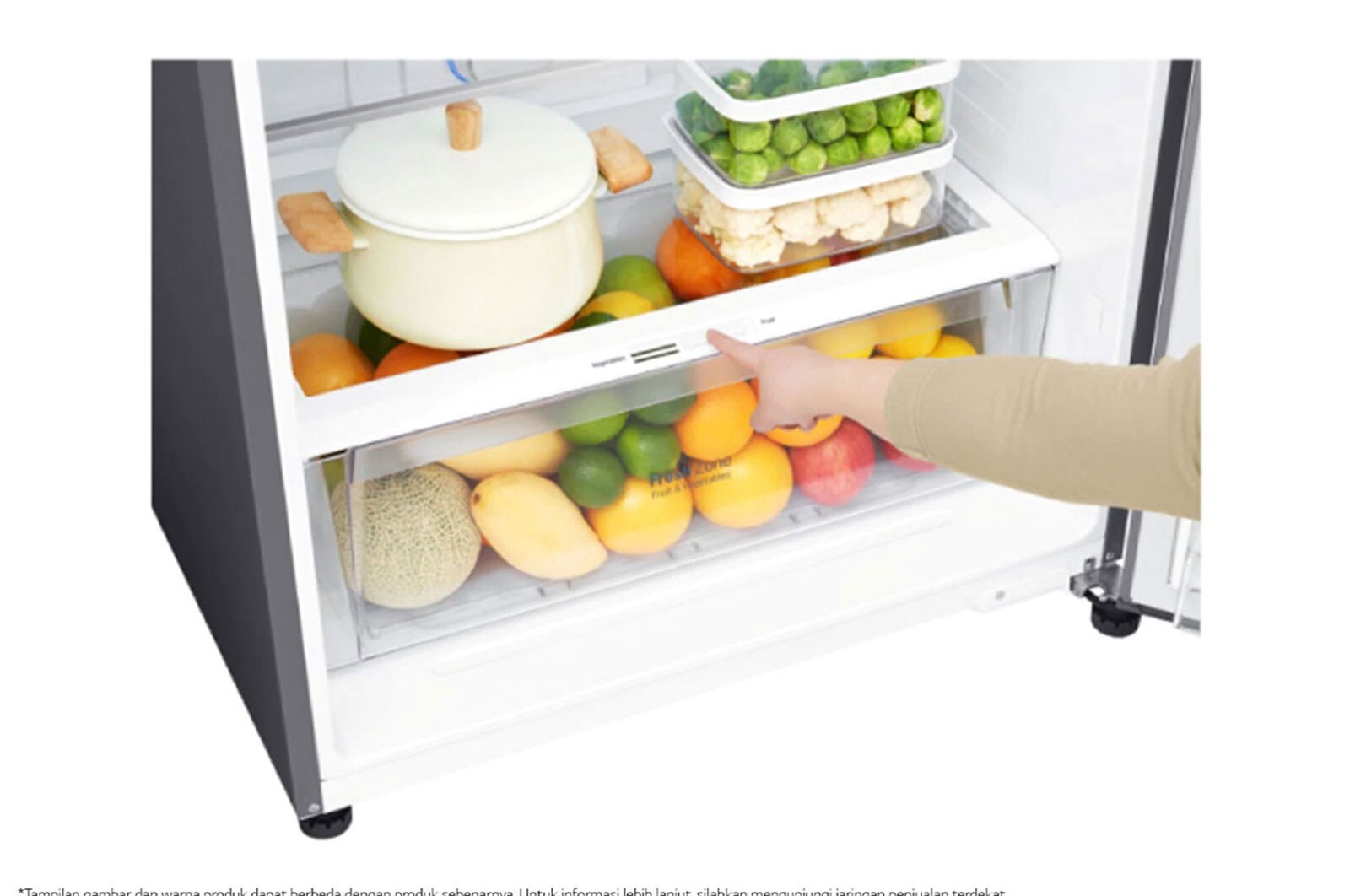 LG Kulkas 2 Pintu 516L gross / 475L nett Smart Inverter Compressor dan Layar LED sentuh, ThinQ™ dengan WiFi – Black Steel, GN-H602HXHL