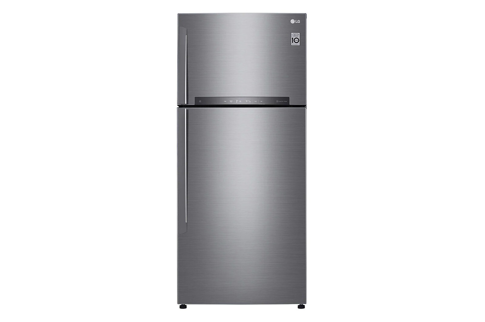 Front view of Kulkas 2 Pintu 549L gross/512L nett Inverter Linear Compressor dengan Door Cooling&#43;™ dan LED Touch, ThinQ™ dengan WiFi - Platinum Silver GN-H702HLHU