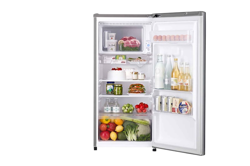 LG Kulkas 1 Pintu 169L gross / 164L nett Smart Inverter Compressor dan Boks Sayur Besar - Platinum, GN-INV201SL
