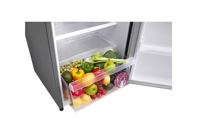 LG Kulkas 1 Pintu 169L gross / 164L nett Smart Inverter Compressor dan Boks Sayur Besar - Platinum, GN-INV201SL