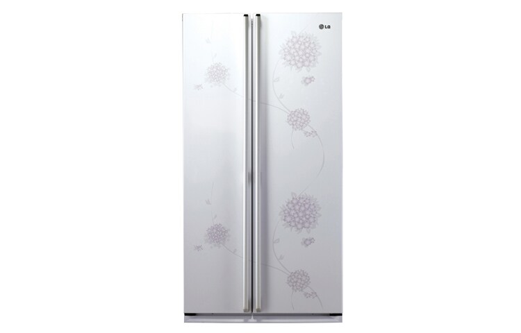Front view of Lemari es side by side dari LG dengan teknologi Moist Balance Crisper untuk menjaga kelembaban pada level optimal GC-B207CPB