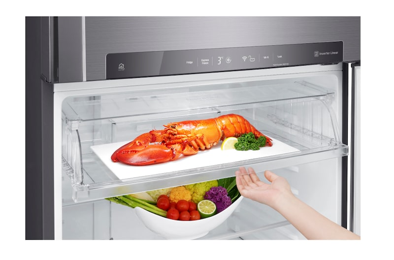 LG Kulkas 2 Pintu 549L gross / 512L nett Door-in-Door™ Inverter Linear Compressor, ThinQ™ dengan WiFi - Platinum, GN-A702HLHU