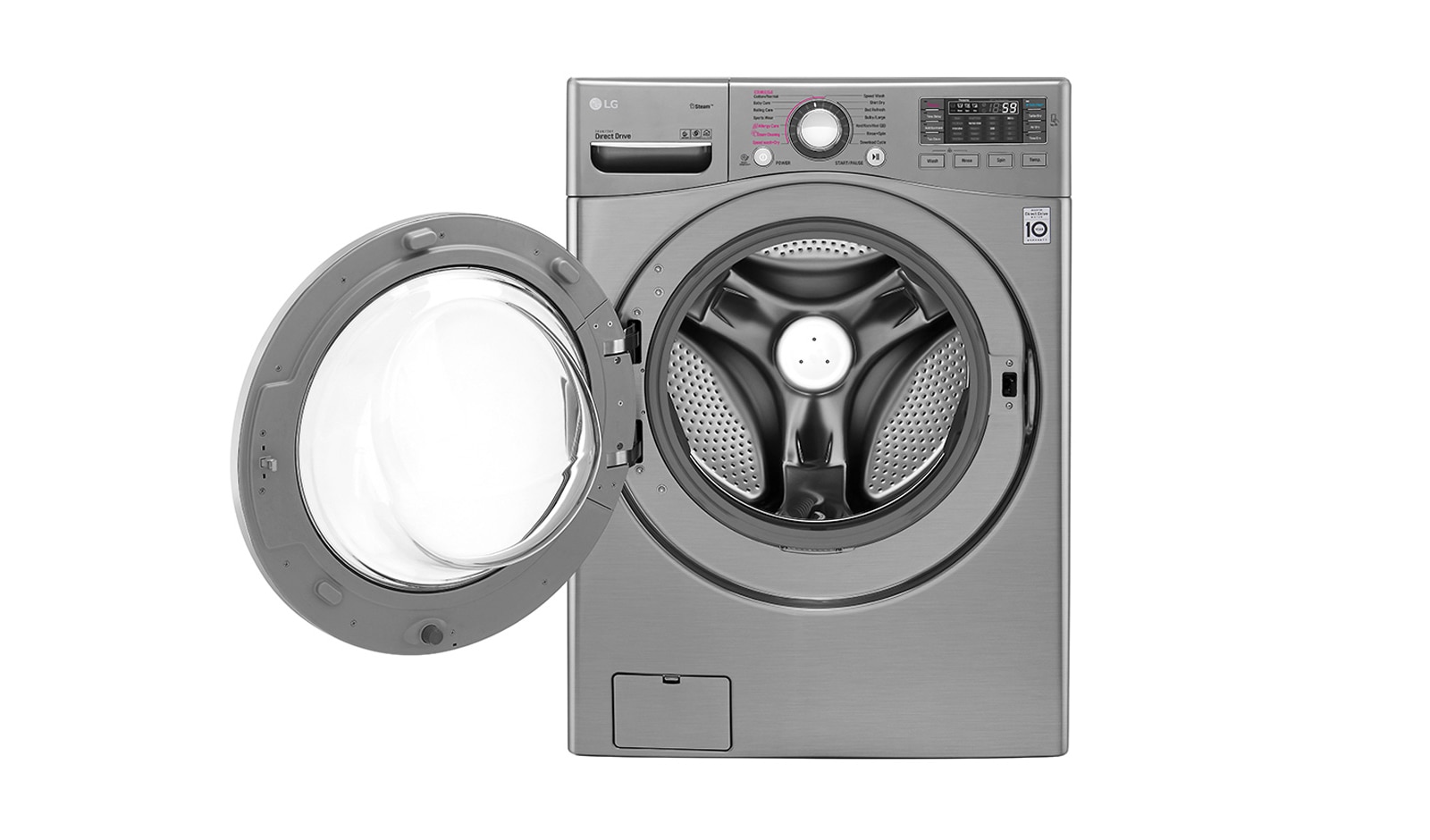 LG Mesin Cuci LG 20kg, Front Loading Kapasitas Besar dengan Steam Cycle - Perak Metalik, F2720SVTV