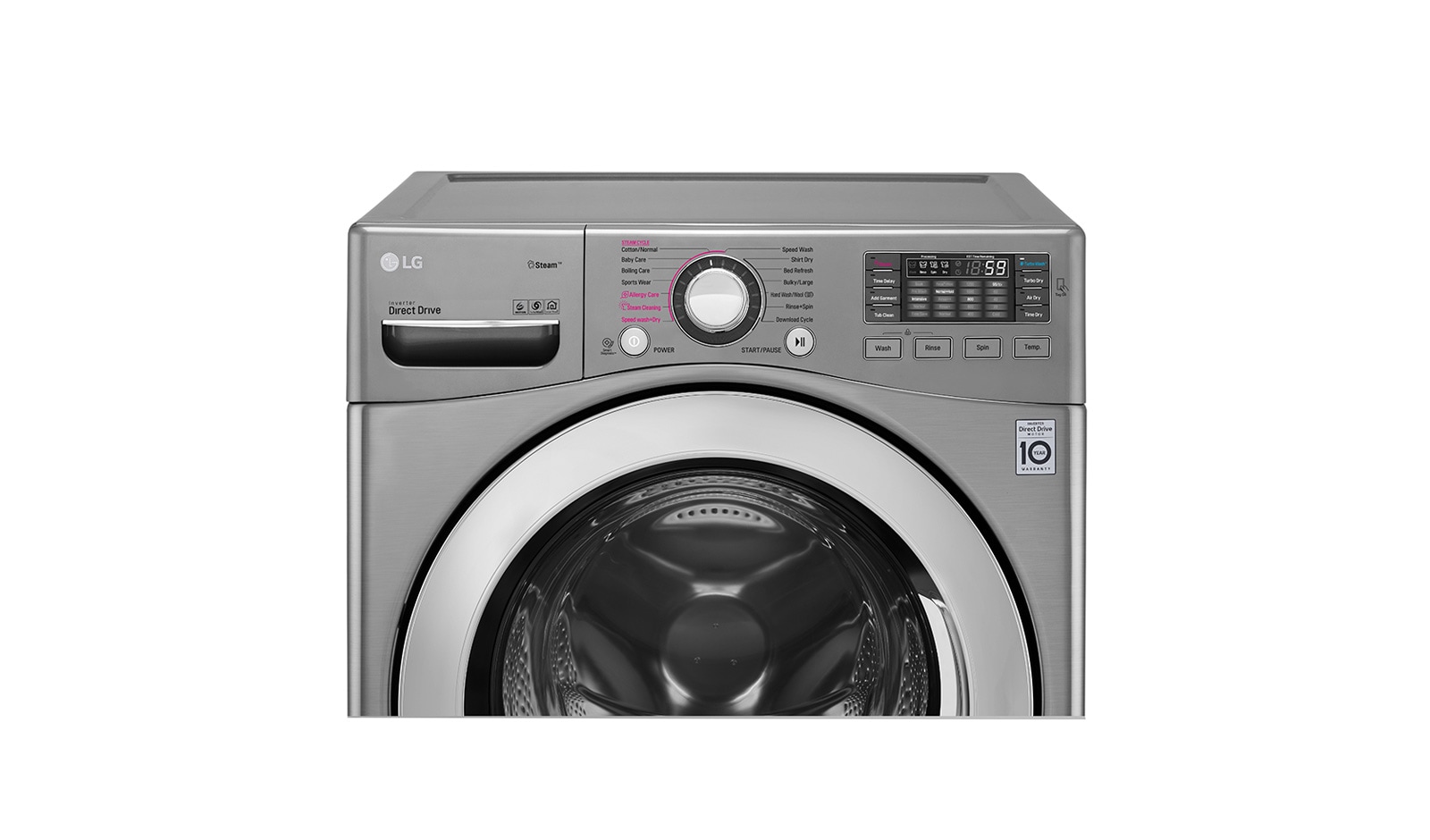 LG Mesin Cuci LG 20kg, Front Loading Kapasitas Besar dengan Steam Cycle - Perak Metalik, F2720SVTV