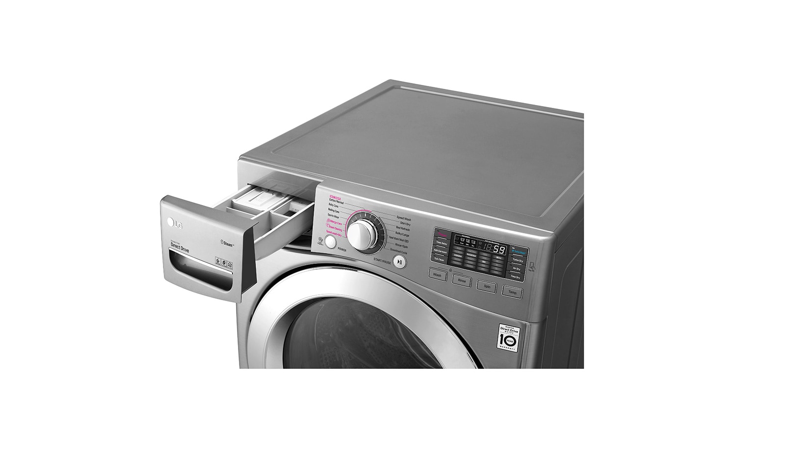 LG Mesin Cuci LG 20kg, Front Loading Kapasitas Besar dengan Steam Cycle - Perak Metalik, F2720SVTV
