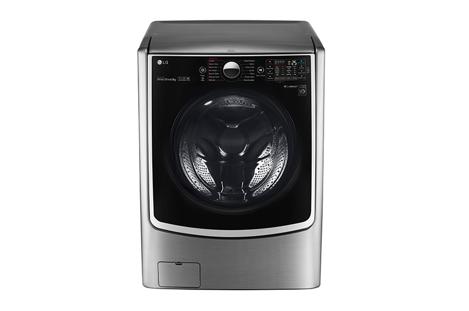 Mesin Cuci LG 21kg wash, Front Loading dengan TrueSteam™ &amp; TurboWash™ – ThinQ™ dengan WiFi F2721STWV1 tampak depan