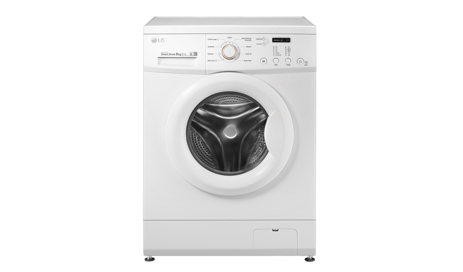 Front view of Mesin Cuci Front Loading, 8kg – Hemat Listrik dengan Inverter Direct Drive F8008NMCW