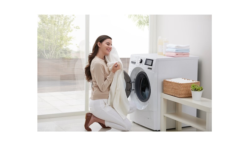 LG Mesin Cuci Front Loading, 8kg – Hemat Listrik dengan Inverter Direct Drive, F8008NMCW