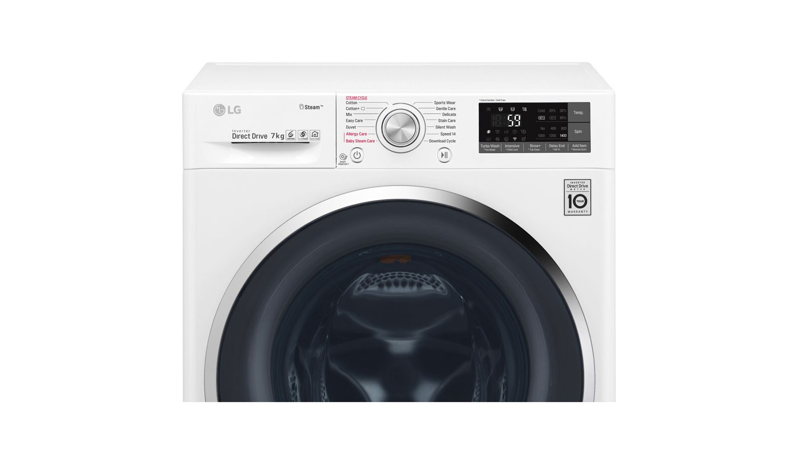 LG Mesin Cuci LG 7kg, Front Loading dengan TurboWash™ dan Steam - Putih, FC1207S3W