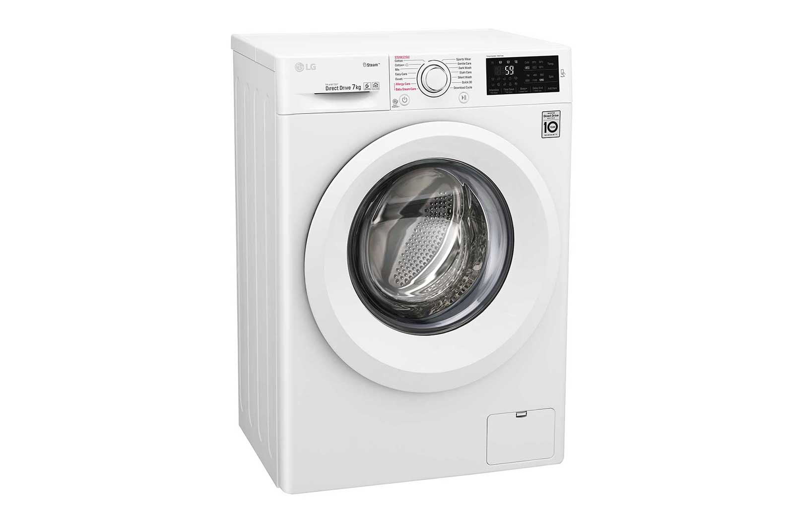 LG Mesin Cuci LG 7kg, Front Loading 6Motion DD dengan Steam - Putih, FC1207S5W