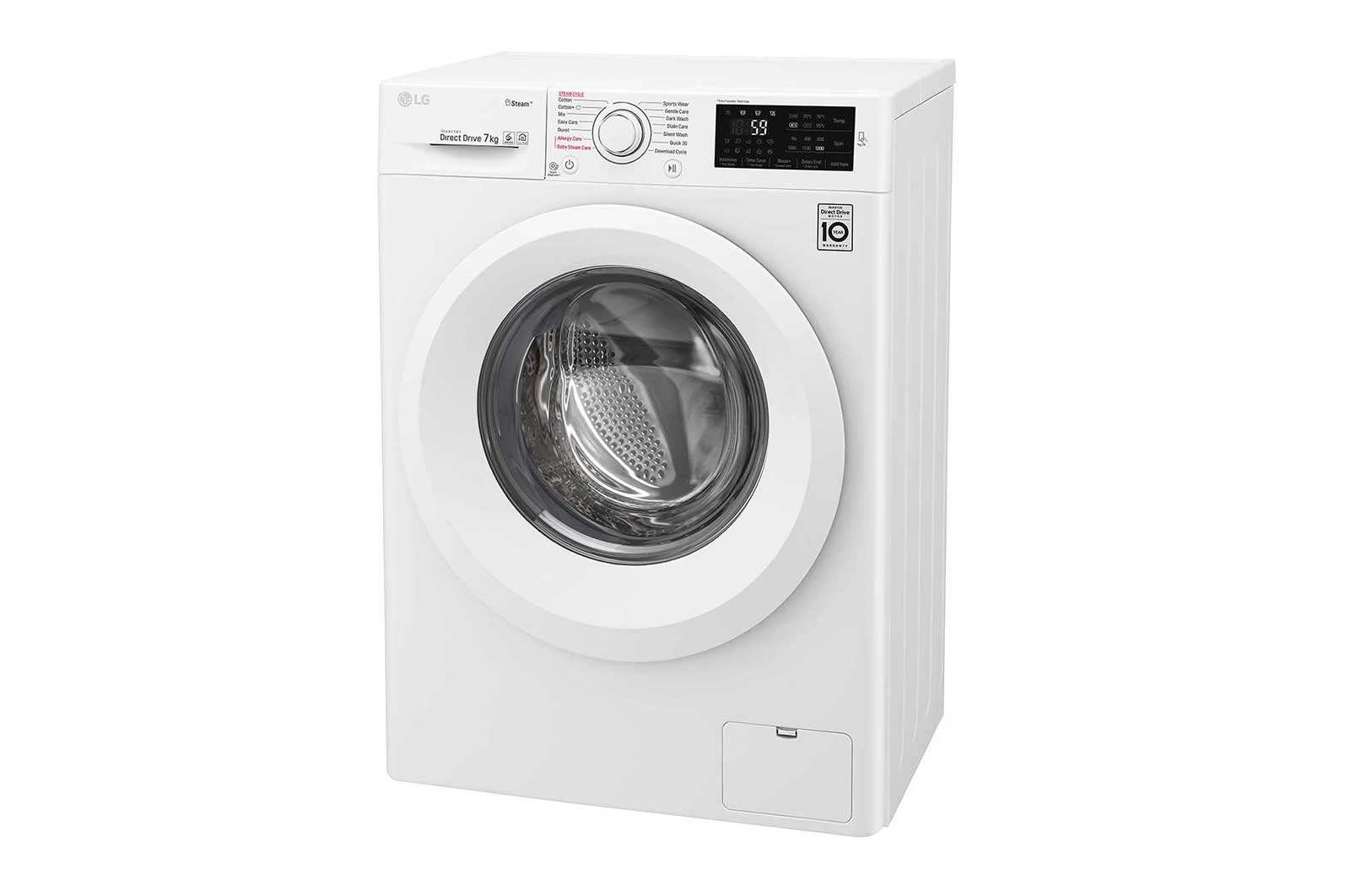 LG Mesin Cuci LG 7kg, Front Loading 6Motion DD dengan Steam - Putih, FC1207S5W