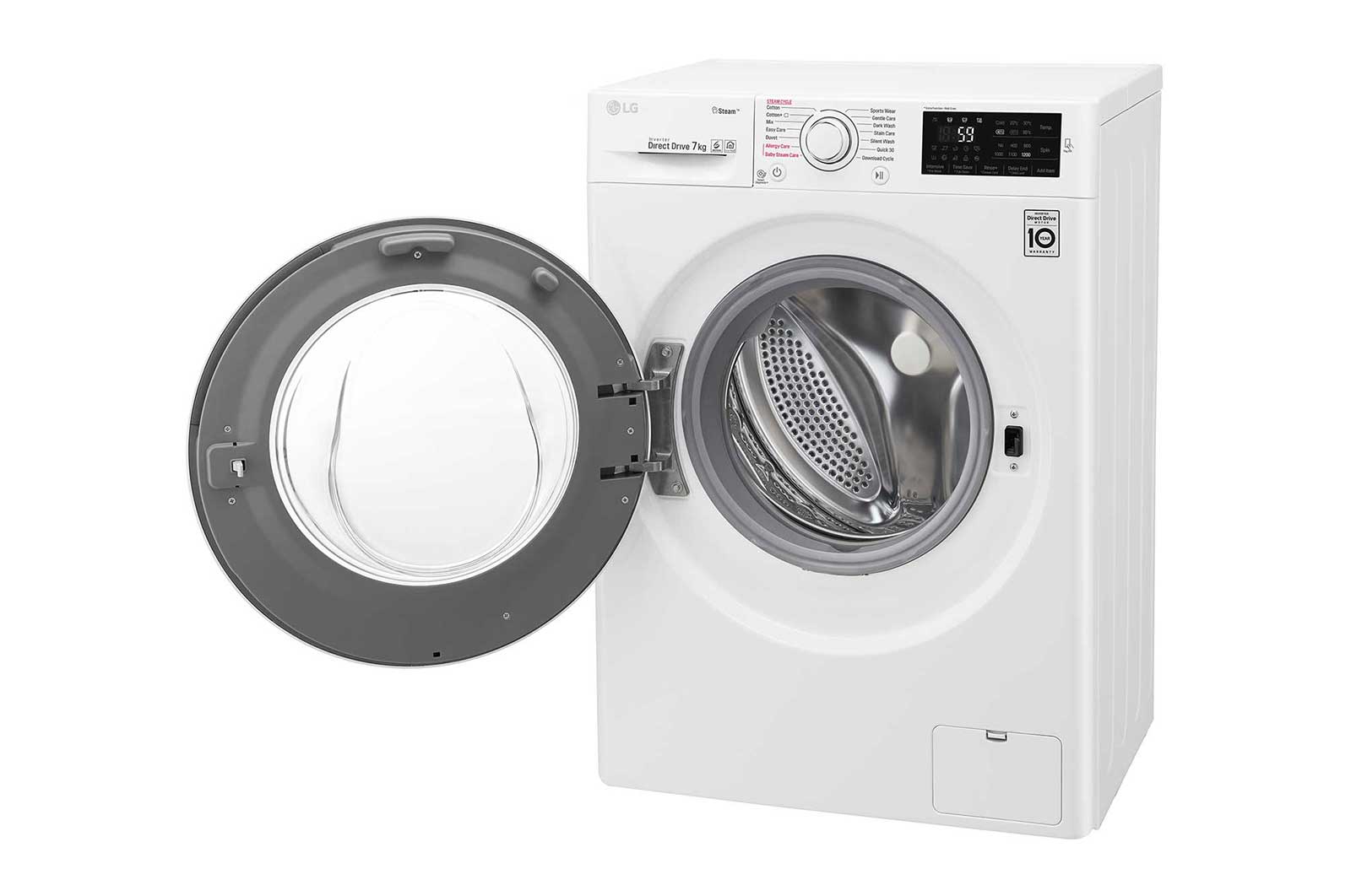 LG Mesin Cuci LG 7kg, Front Loading 6Motion DD dengan Steam - Putih, FC1207S5W