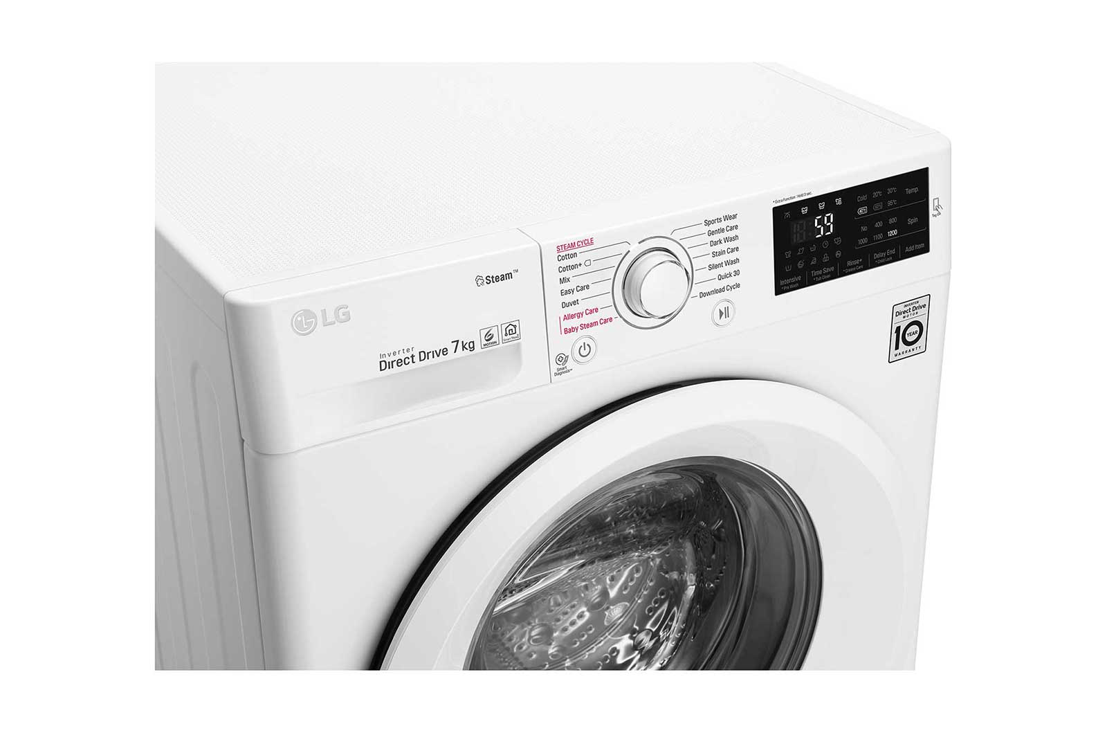 LG Mesin Cuci LG 7kg, Front Loading 6Motion DD dengan Steam - Putih, FC1207S5W