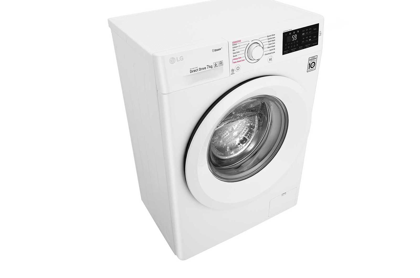 LG Mesin Cuci LG 7kg, Front Loading 6Motion DD dengan Steam - Putih, FC1207S5W