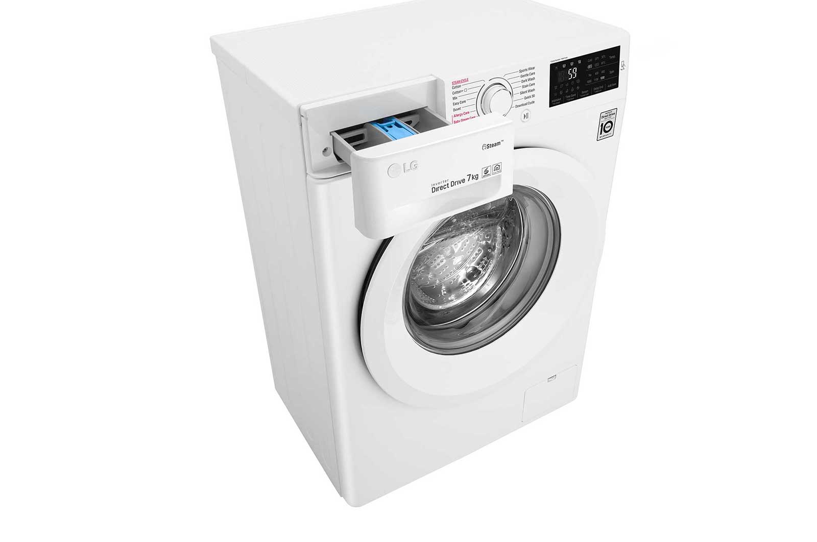 LG Mesin Cuci LG 7kg, Front Loading 6Motion DD dengan Steam - Putih, FC1207S5W