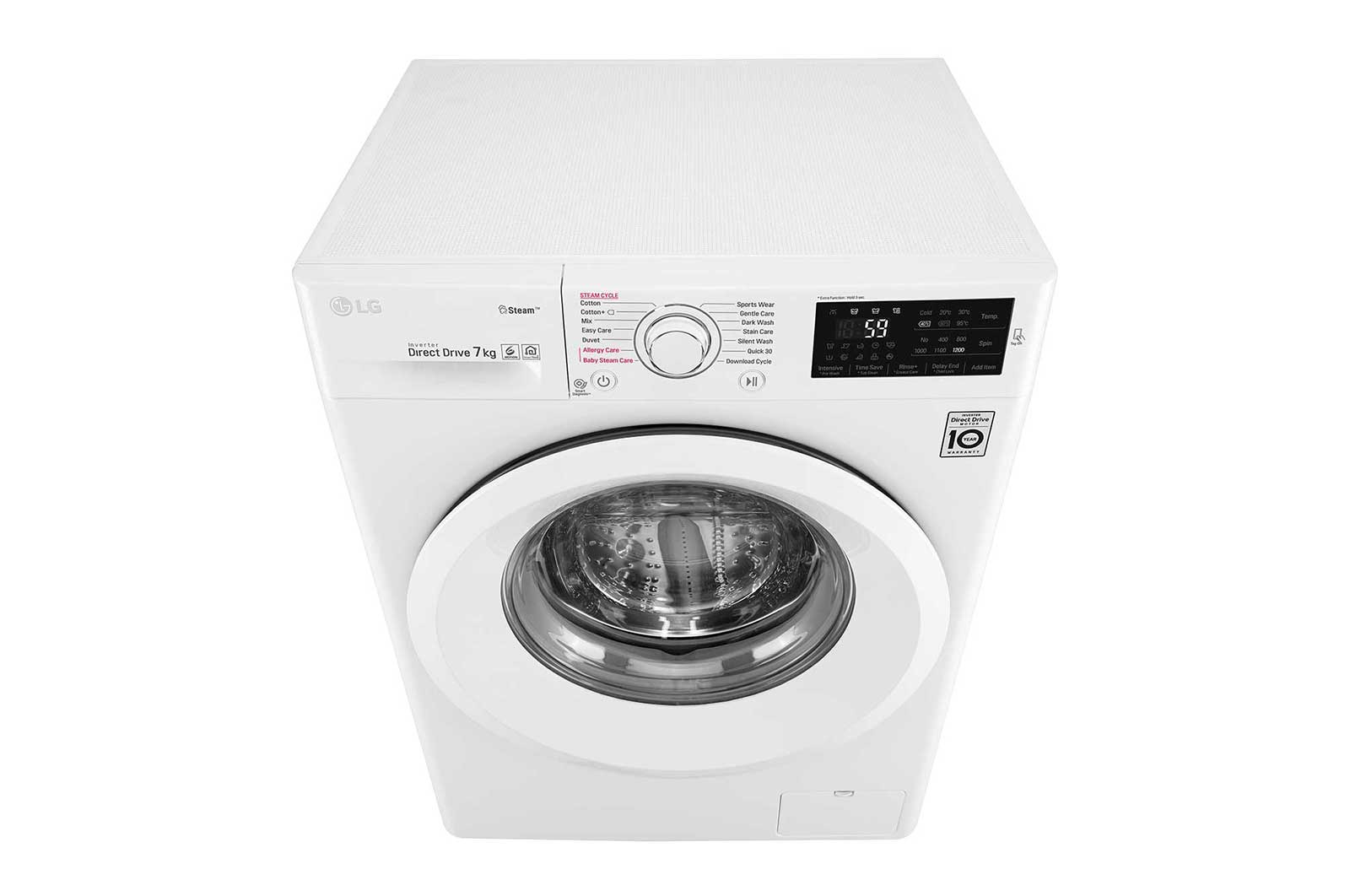 LG Mesin Cuci LG 7kg, Front Loading 6Motion DD dengan Steam - Putih, FC1207S5W