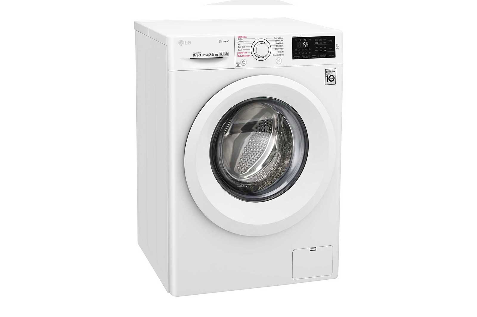 LG Mesin Cuci LG 8.5kg, Front Loading 6Motion DD dengan Smart Diagnosis™ - Putih, FC1285S5W