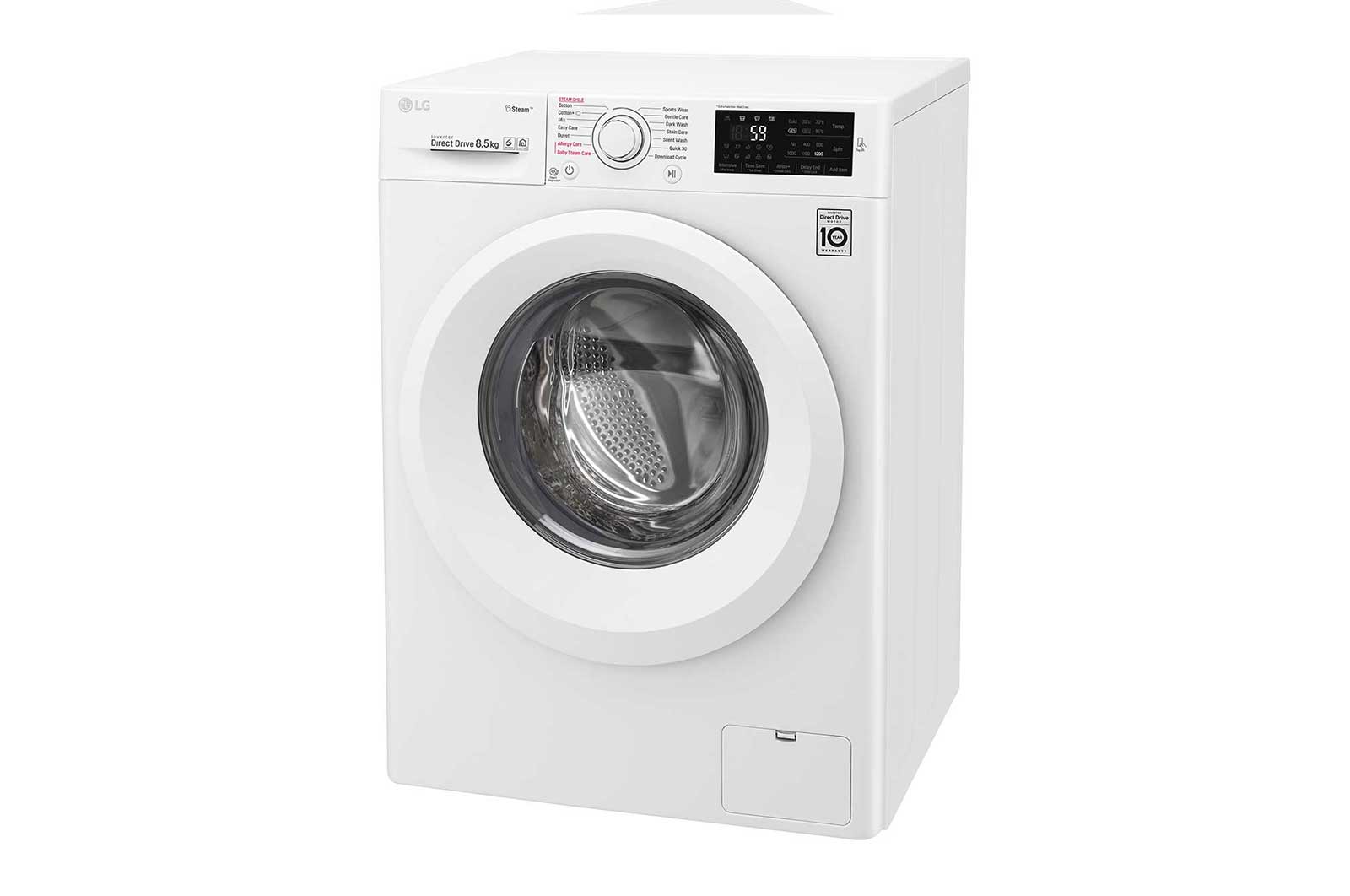 LG Mesin Cuci LG 8.5kg, Front Loading 6Motion DD dengan Smart Diagnosis™ - Putih, FC1285S5W