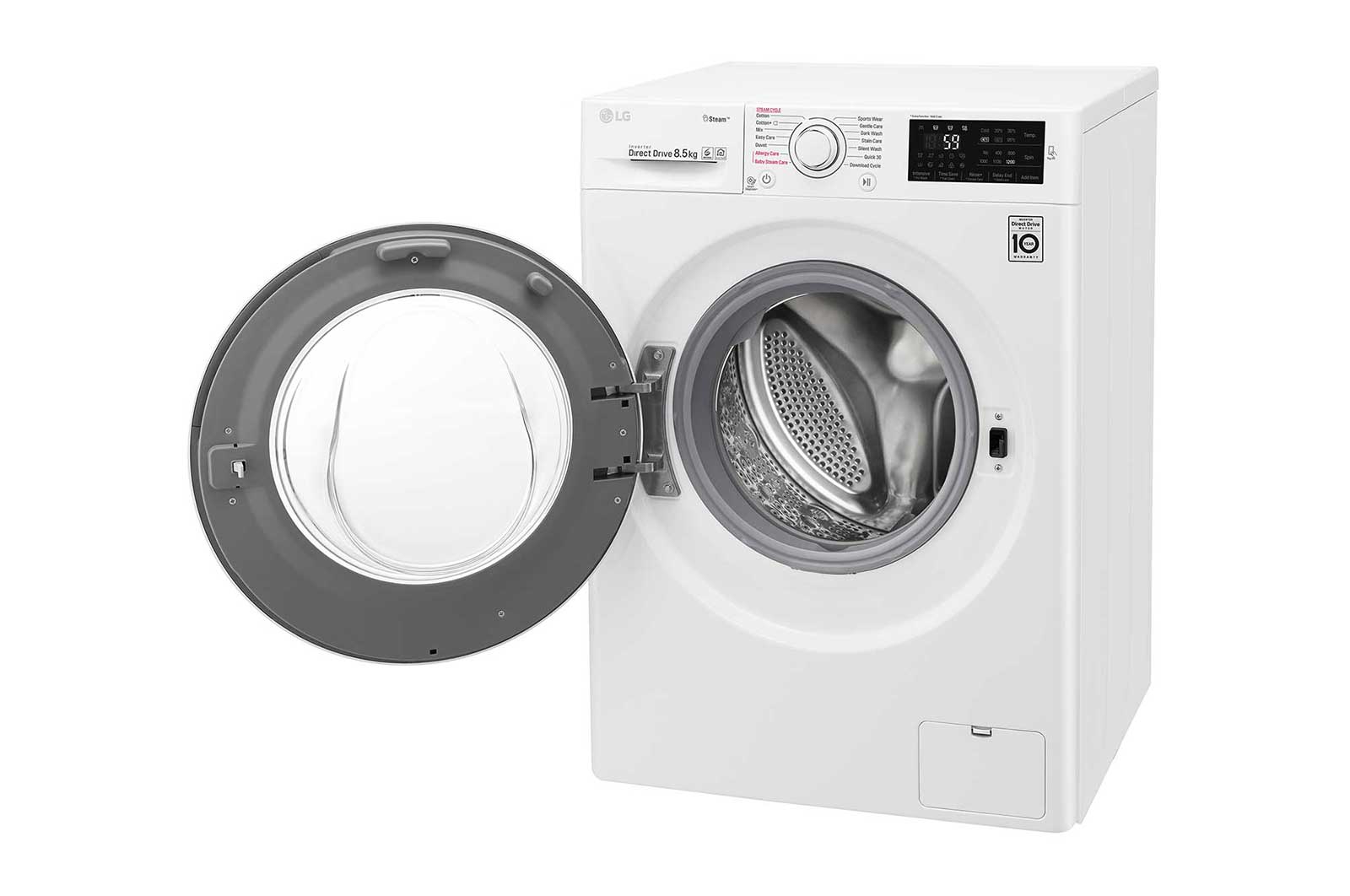LG Mesin Cuci LG 8.5kg, Front Loading 6Motion DD dengan Smart Diagnosis™ - Putih, FC1285S5W