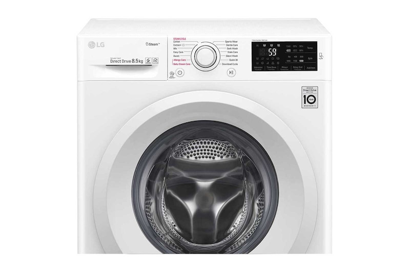 LG Mesin Cuci LG 8.5kg, Front Loading 6Motion DD dengan Smart Diagnosis™ - Putih, FC1285S5W
