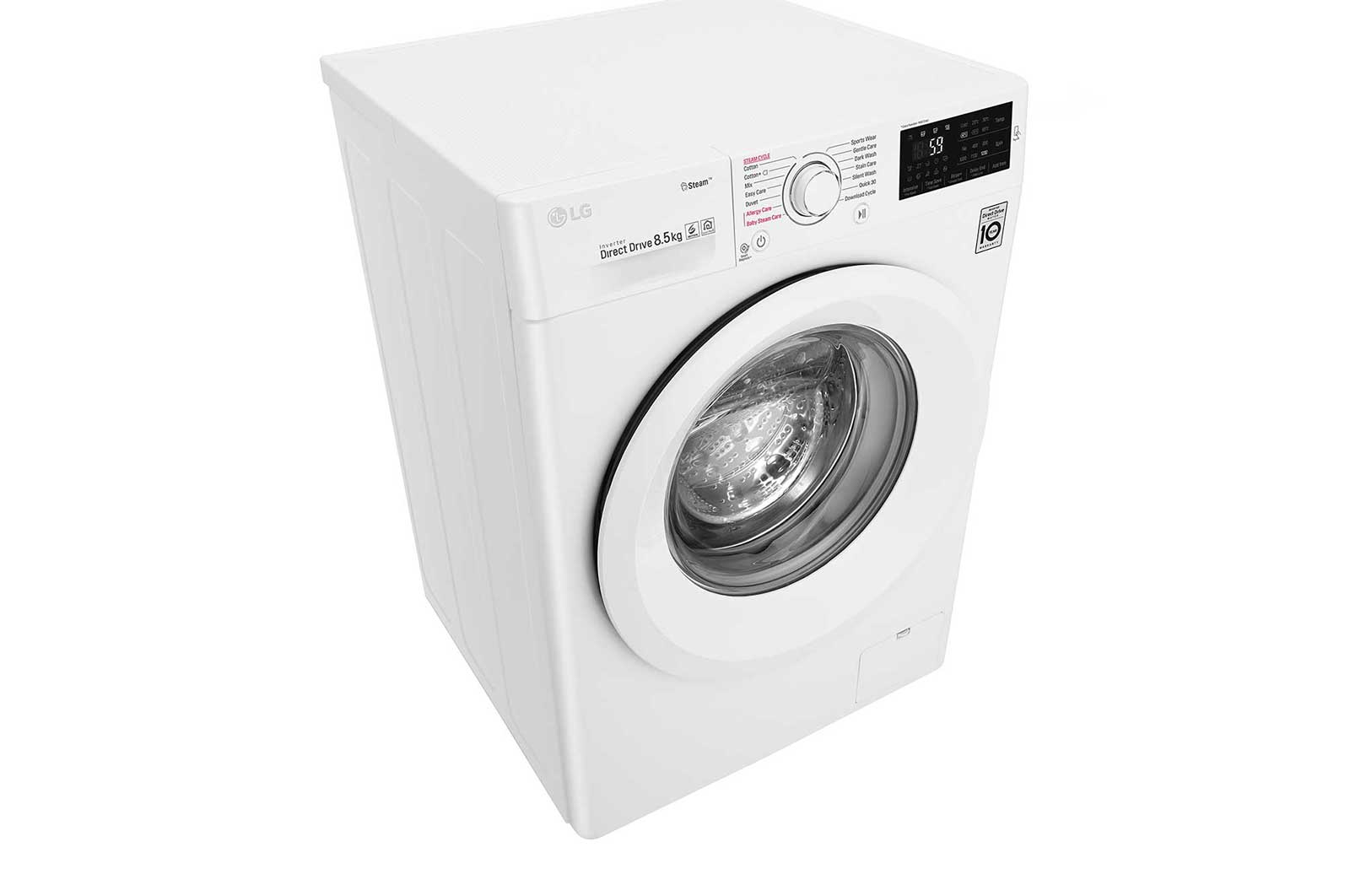 LG Mesin Cuci LG 8.5kg, Front Loading 6Motion DD dengan Smart Diagnosis™ - Putih, FC1285S5W