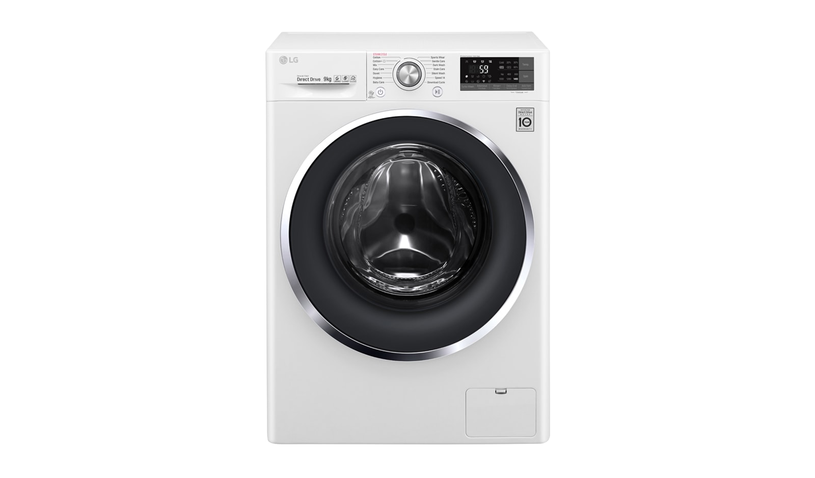 Front view of Mesin Cuci LG 9kg, Front Loading dengan Steam - Putih FC1409S3W