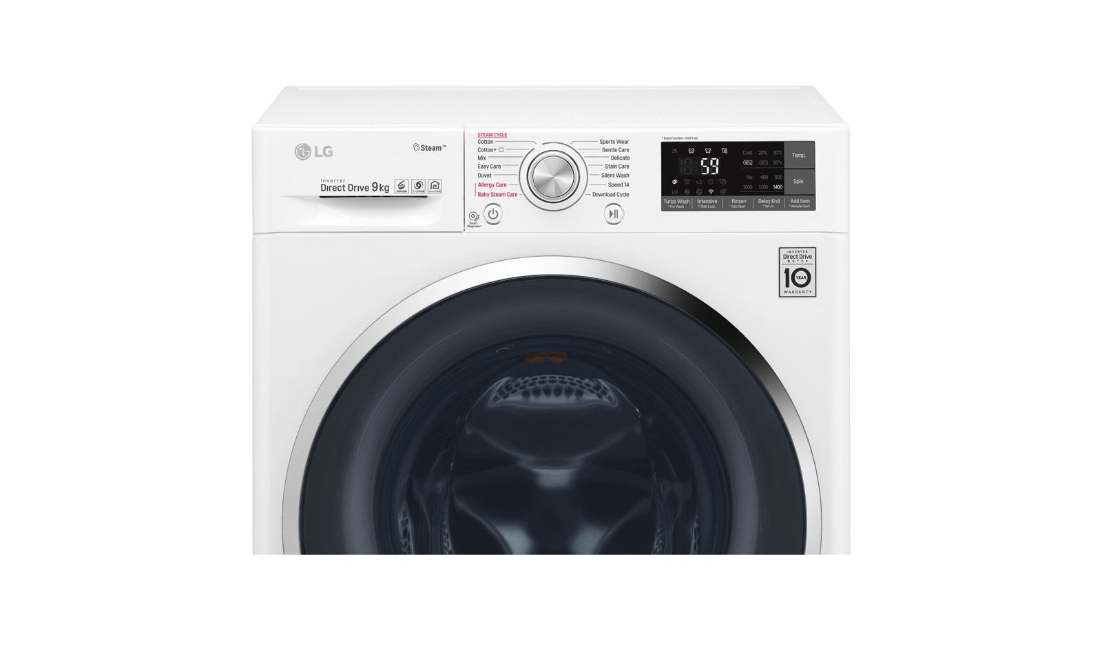 LG Mesin Cuci LG 9kg, Front Loading dengan Steam - Putih, FC1409S3W
