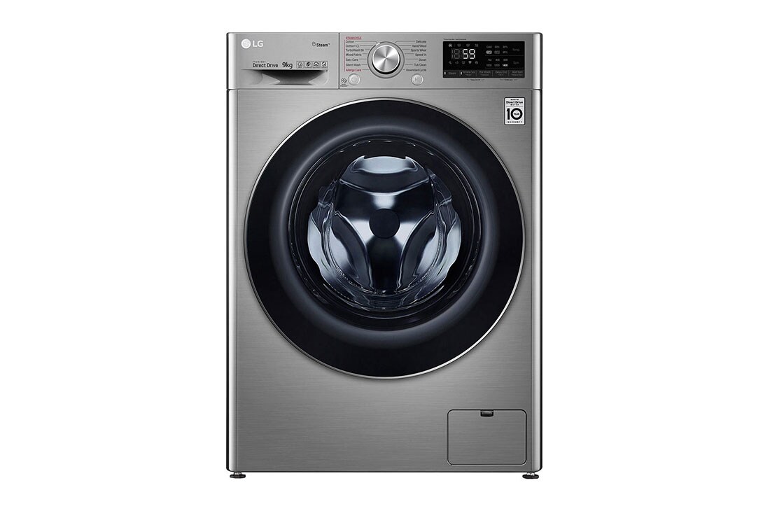 LG Mesin Cuci LG 9kg, Front Loading AI DD™ dengan TurboWash™ dan Steam, ThinQ™ dengan WiFi - Metalik, FV1409D3V