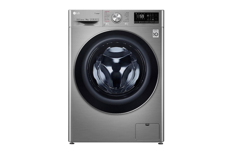 LG Mesin Cuci LG 9kg, Front Loading AI DD™ dengan TurboWash™ dan Steam, ThinQ™ dengan WiFi - Metalik, FV1409D3V