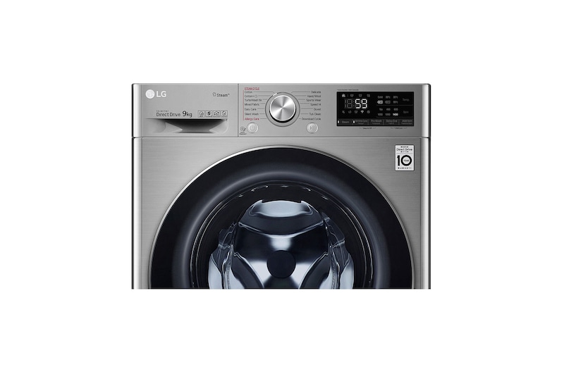 LG Mesin Cuci LG 9kg, Front Loading AI DD™ dengan TurboWash™ dan Steam, ThinQ™ dengan WiFi - Metalik, FV1409D3V