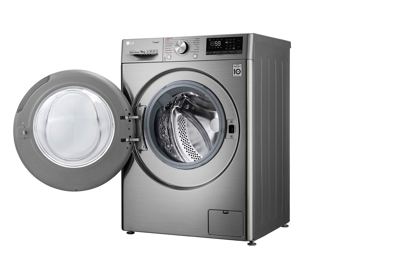 LG Mesin Cuci LG 9kg, Front Loading AI DD™ dengan TurboWash™ dan Steam, ThinQ™ dengan WiFi - Metalik, FV1409D3V