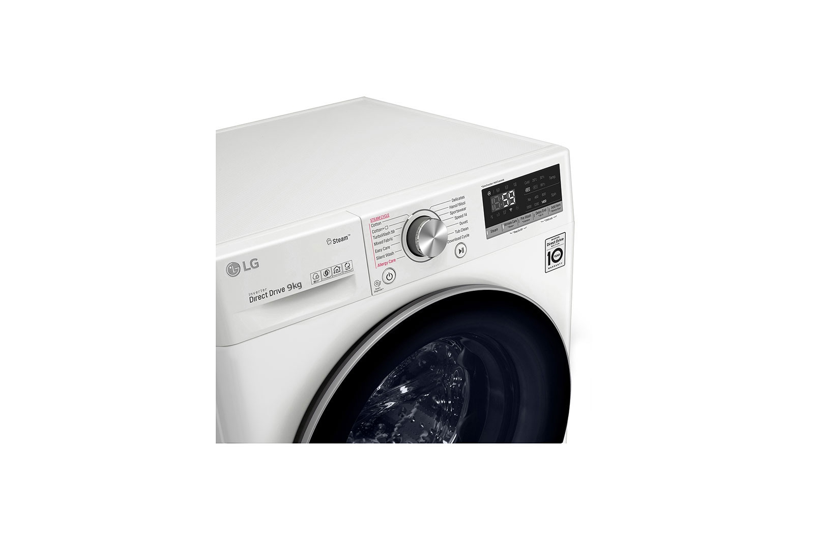 LG Mesin Cuci LG 9kg, Front Loading AI DD™ dengan TurboWash™ & Steam+™, ThinQ™ dengan WiFi - Putih, FV1409S3W
