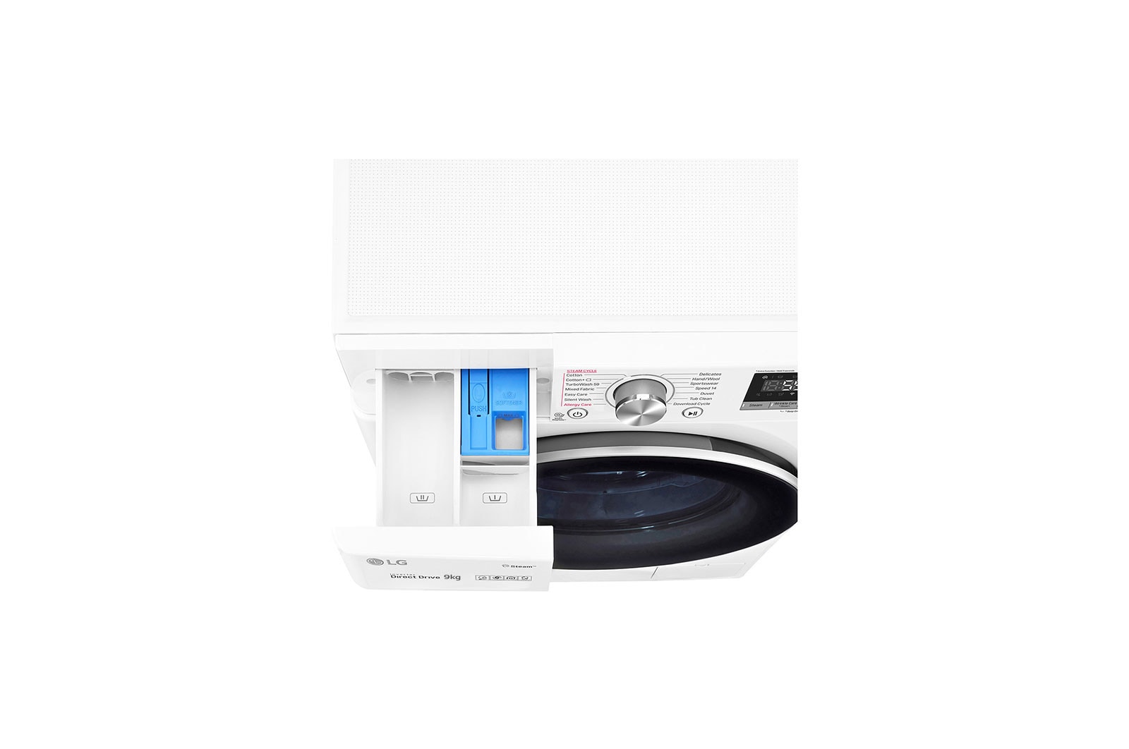 LG Mesin Cuci LG 9kg, Front Loading AI DD™ dengan TurboWash™ & Steam+™, ThinQ™ dengan WiFi - Putih, FV1409S3W