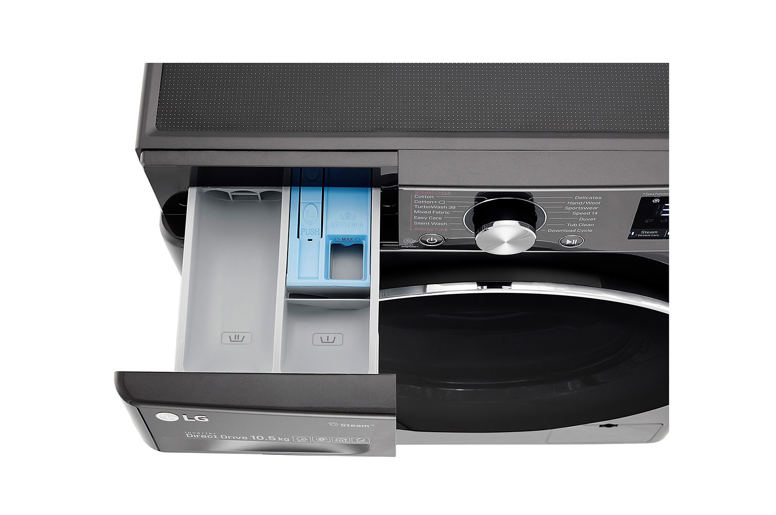 LG Mesin Cuci LG 10.5kg, Front Loading AI DD™ dengan TurboWash™ 360, ThinQ™ dengan WiFi - Premium Black Steel, FV1450H1B